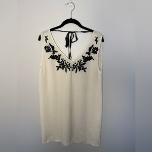 Ulla Johnson Cream and Black Floral Mini Dress